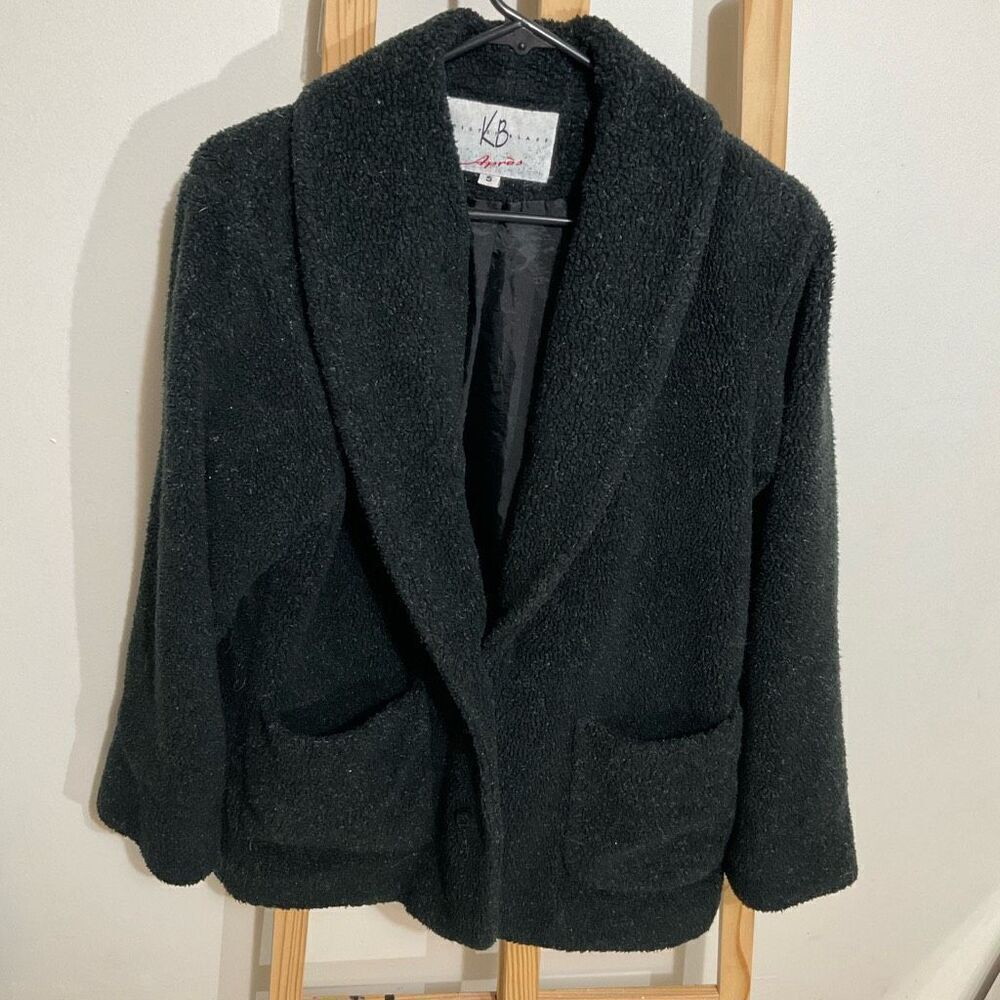 Kristen Blake women’s Apres teddy bear coat jacket size small black ￼